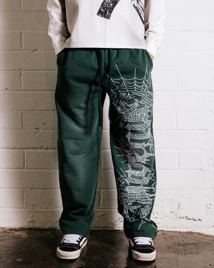 GREEN SPIDER SWEATPANTS