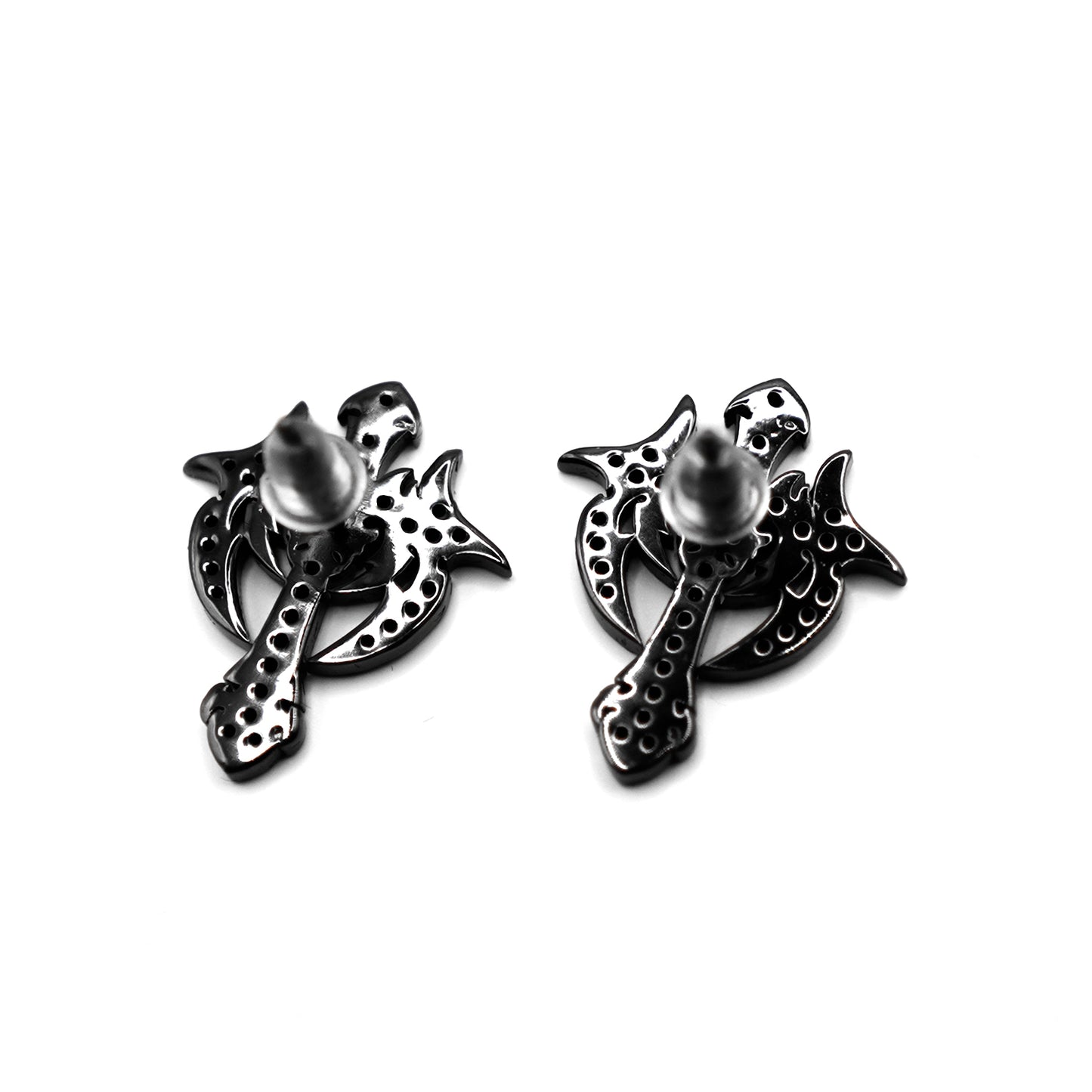 CROSS DIAMOND EARRINGS (BLACK)